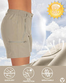 Outdoor Ventures Women's Quick Dry Shorts UPF 50+ Lightweight Shorts, Ladies Stretch Sports for Golf Brown