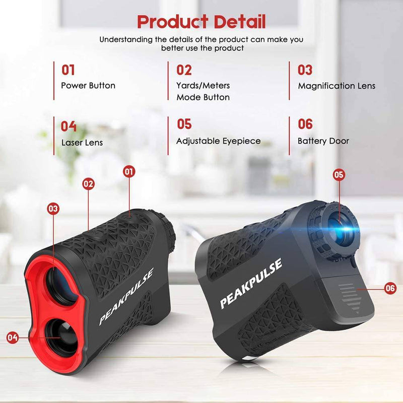 PeakPulse Golf Range Finder, KA600AG Rangefinder Golf 600 Yards Rangefinder with Slope Compensation, Flag-Lock, 6X Magnification, Continuous Measurement，3 Modes, for Golfers