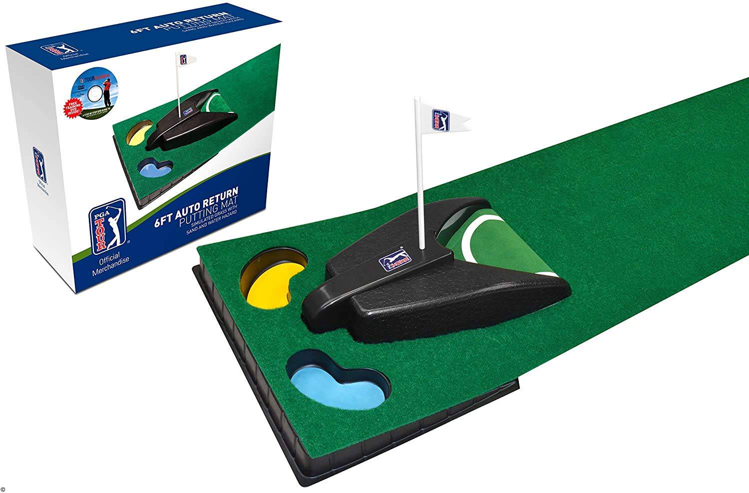 PGA Tour 6ft (1.8m) Automatic Ball Return Putting Mat | Golf Gift
