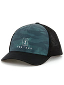 PGA Tour Men's Camo Trucker Style Golf Hat, Lightweight Mesh, Classic Baseball Cap, Pro Series Range, Duck Green
