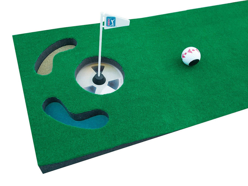 PGA Tour Unisex Ball, Alignment Tool and Training Dvd 6ft Putting Mat with Guide Ball, Green, UK