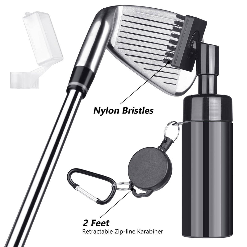 Phoetya Golf Club Brush, Golf Brush and Groove Cleaner Tool with Leakproof Reservoir Tube, Squeeze Bottle, Bristles Head, Carabiners, Brush Cover Golf Accessories Ball Washer Gift for Men Women