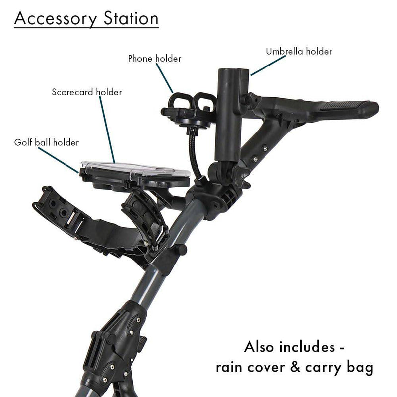 Prorider Electric Golf Trolley With 9 Speed Settings, Auto Distance Function, Powerful 200W Motor, Extra Grip Wheels, Easy To Assemble Complete with £130 Worth Of Accessories 18 AND 36 Hole Models