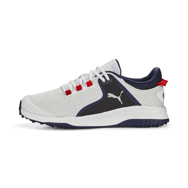 Puma Golf Men's Fusion Grip Extra Wide Golf Shoe, Puma White-Puma Silver-Puma Navy, Wide