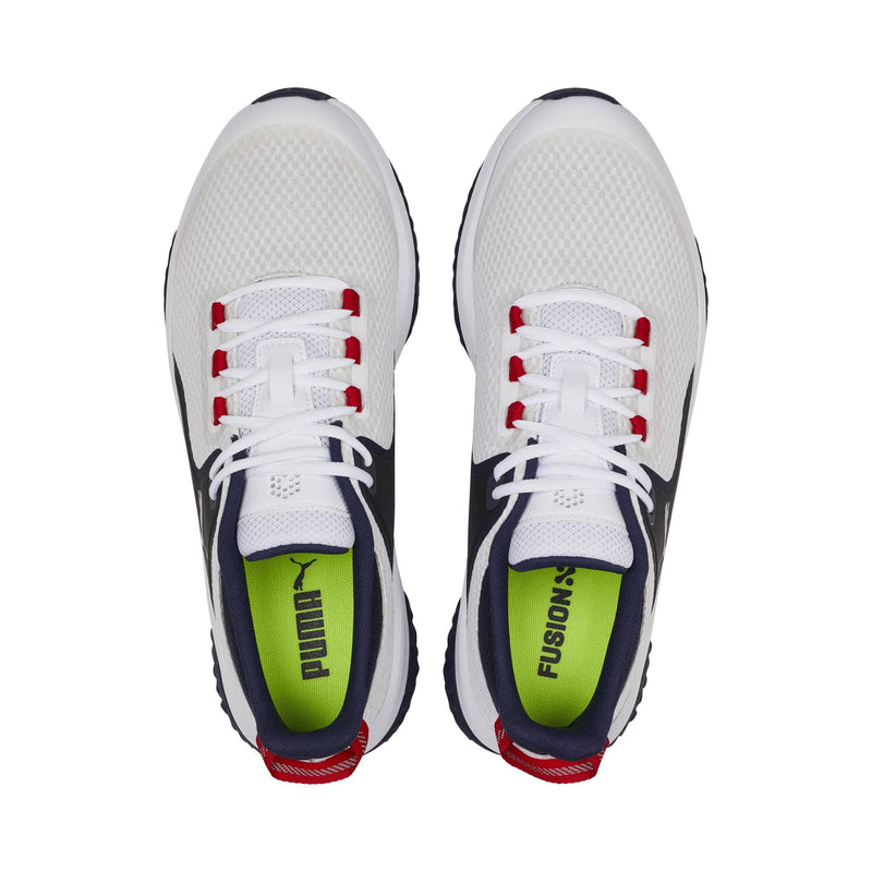 Puma Golf Men's Fusion Grip Extra Wide Golf Shoe, Puma White-Puma Silver-Puma Navy, Wide