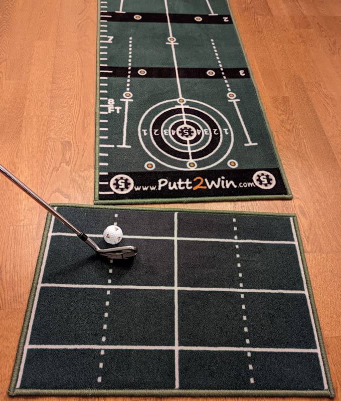 Putt2Win Pro Golf Putting Mat with Putting Games, Practice Training Aids, Golf Chipping Mat & Putting Mirror. 4 Multi Player Golf Games for Kids & Adults to Improve Putting & Chipping Great Golf Gift