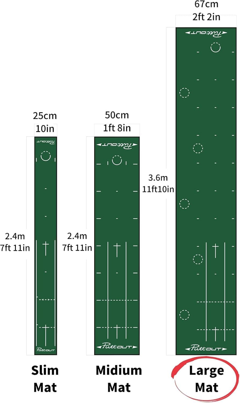 PuttOut Large Golf Putting Mat, 367cm x 67cm