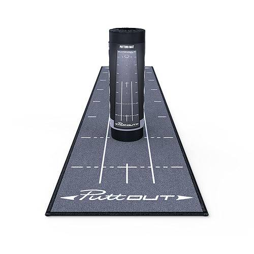 PuttOut Pro Golf Putting Mat - Perfect Your Putting, Grey, 240 x 50 cm