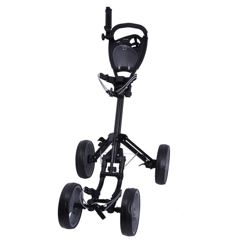 Ram Golf Deluxe FX 4 Wheel Golf Trolley - Black/Silver