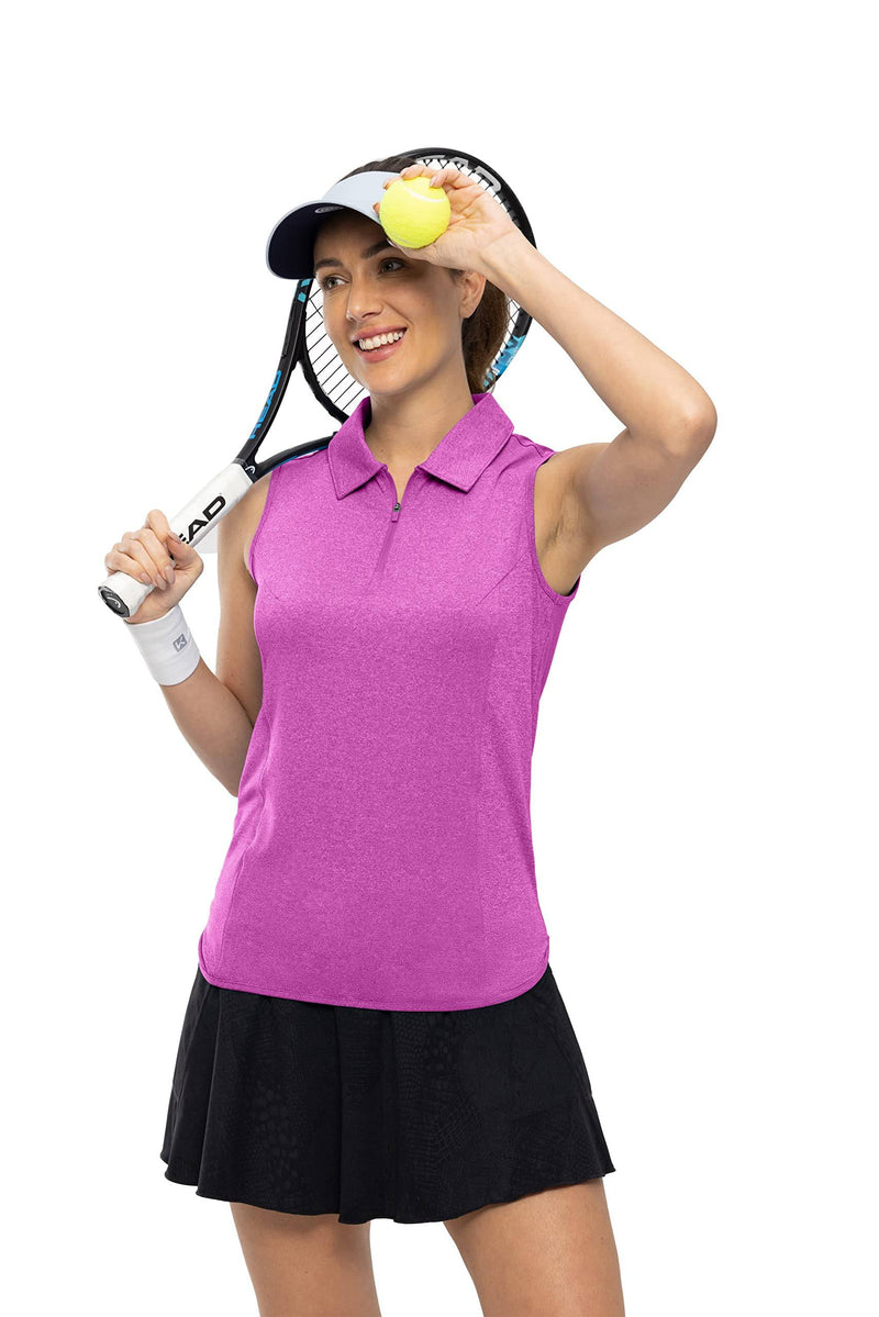 Rdruko Womens Sleeveless Running Tops Breathable 1/4 Zip Golf Polo Shirts