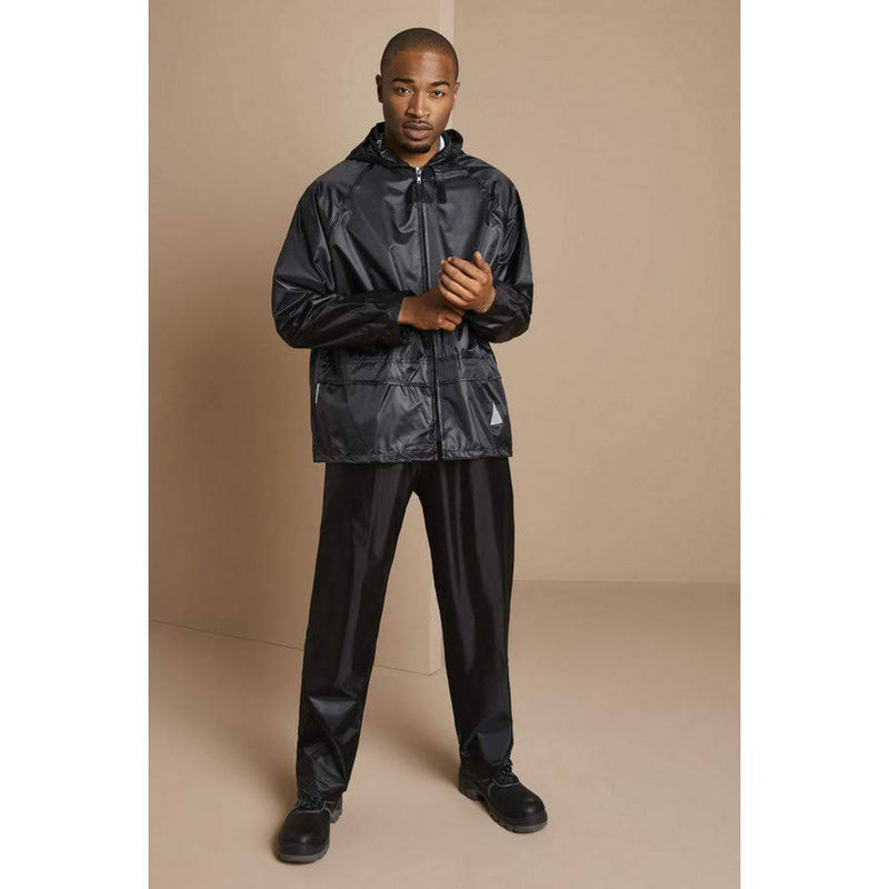 Result Mens Heavyweight Waterproof Rain Suit (Jacket & Trouser Suit) (Black)