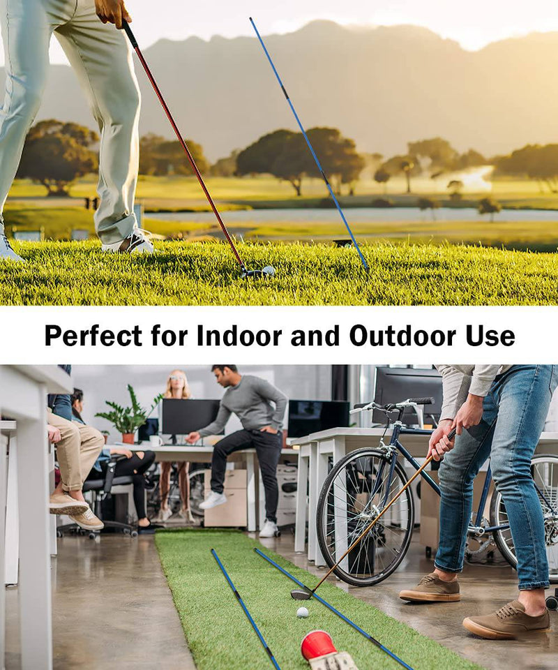 Rhino Valley Golf Alignment Sticks - 2 Pack Collapsible Golf Practice Rods for Aiming, Putting, Full Swing Trainer, Posture Corrector with Clear Tube Case, Portable Golf Training Equipment, Blue