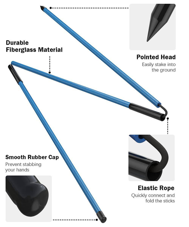 Rhino Valley Golf Alignment Sticks - 2 Pack Collapsible Golf Practice Rods for Aiming, Putting, Full Swing Trainer, Posture Corrector with Clear Tube Case, Portable Golf Training Equipment, Blue