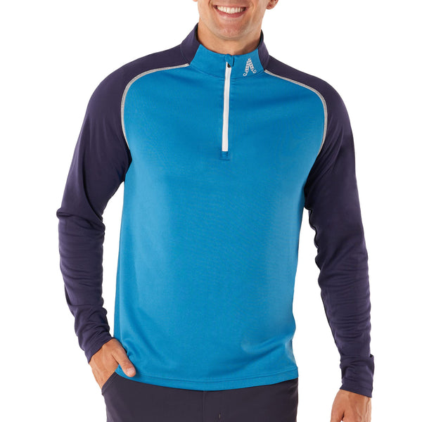 Royal & Awesome Blue and Navy Mens Golf Jumpers, Golf 1/4 Zip Top Men, Golf Jumpers for Men, Quarter Zip Jumper Men, Golf Tops for Men