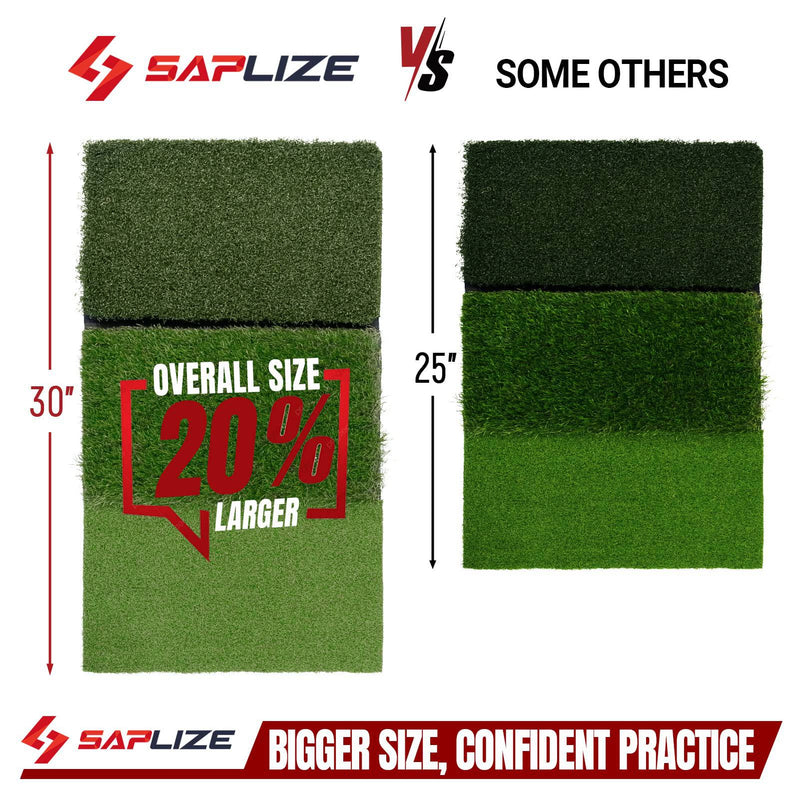 SAPLIZE 30"x15" Foldable 3-in-1 Golf Hitting Mat, Tight Lie, Rough and Fairway for Driving, Chipping, and Putting Training, Portable Golf Practice Tri-Turf Grass Mat