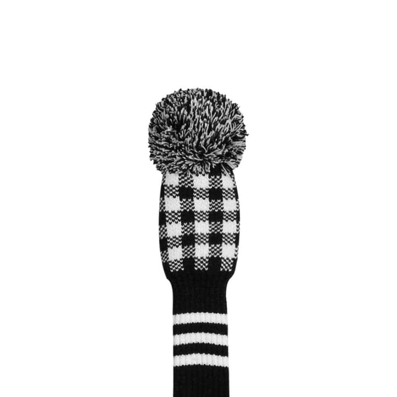 Knit Woods Golf Head Covers, Set of 4, Black White Plaid, Fit Driver (460CC) Fairways hybrid/UT. Soft and Elastic, Decorative Your Golf Bag to Make It Stand Out