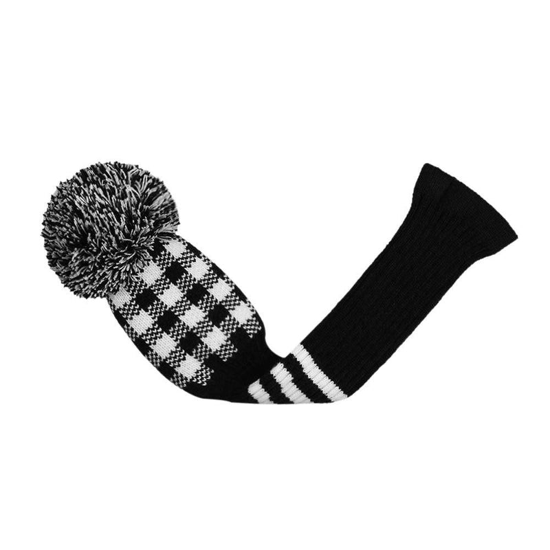 Knit Woods Golf Head Covers, Set of 4, Black White Plaid, Fit Driver (460CC) Fairways hybrid/UT. Soft and Elastic, Decorative Your Golf Bag to Make It Stand Out