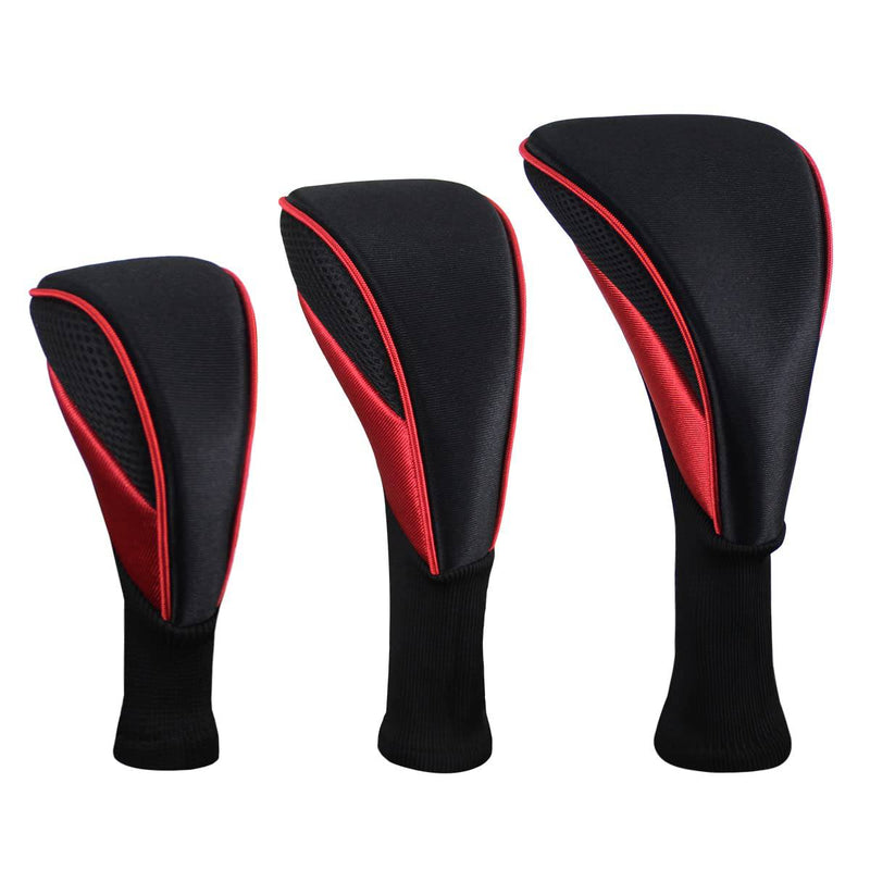 Scott Edward 3Pcs Long Neck Mesh Golf Club Headcovers Set Golf Club Head Covers for Driver Fairway Hybrids Woods