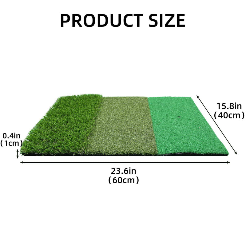 Scott Edward Golf Hitting Mat 3-in-1 Tee Turf, Rough Turf and Fairway Turf Multiple Versions Portable Golf Training Mat Practice Training Mat for Indoor and Outdoor with 3Pcs Rubber Tees()