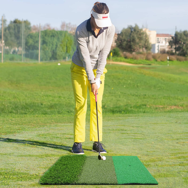 Scott Edward Golf Hitting Mat 3-in-1 Tee Turf, Rough Turf and Fairway Turf Multiple Versions Portable Golf Training Mat Practice Training Mat for Indoor and Outdoor with 3Pcs Rubber Tees()