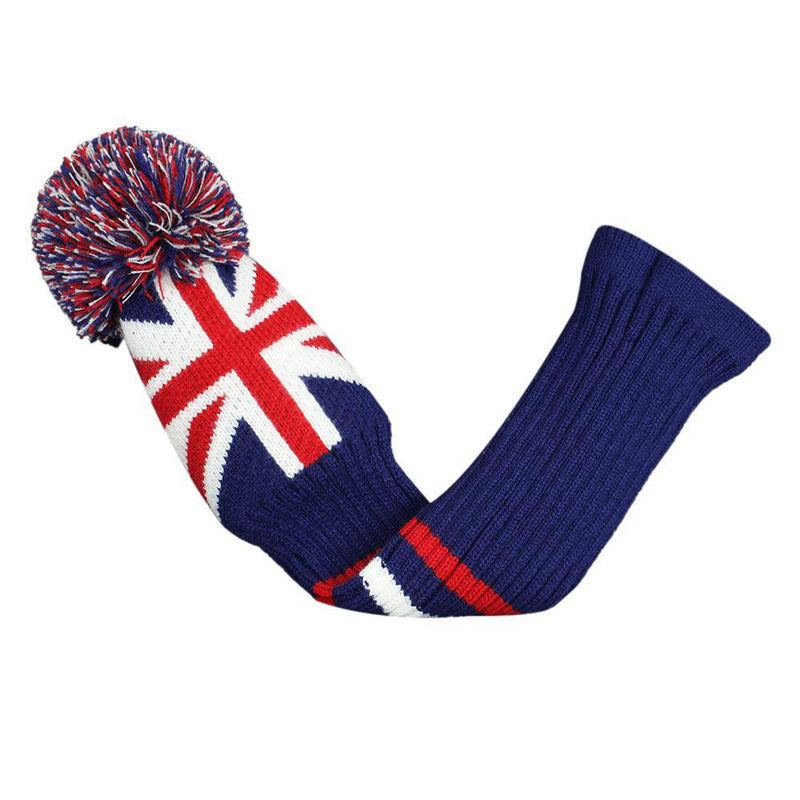 Scott Edward Knitted Golf Club Head Covers for Woods 3Pcs Set Golf Driver (460CC) Fairways and Hybrid/UT with Rotating Number Tags(UK Flag)