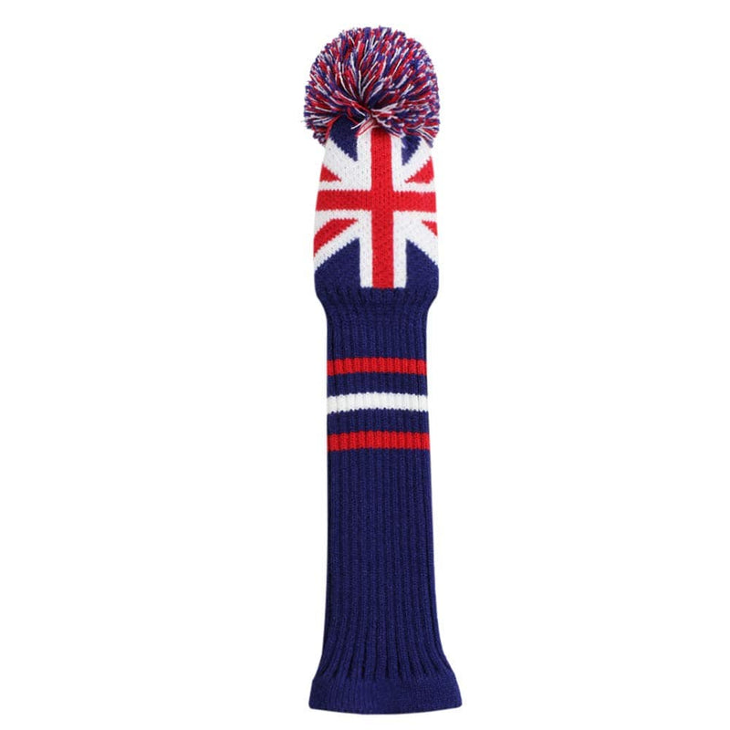 Scott Edward Knitted Golf Club Head Covers for Woods 3Pcs Set Golf Driver (460CC) Fairways and Hybrid/UT with Rotating Number Tags(UK Flag)