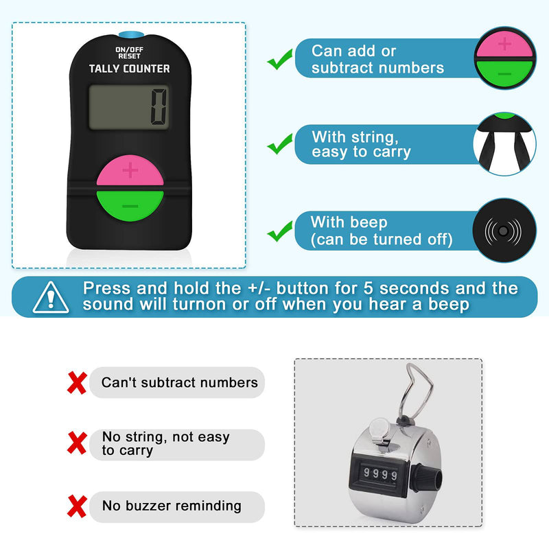 SDARMING Clicker Electronic Counter, 4 Digit Hand Tally Counters Add/Subtract for counting, golf scoring (1 PCS)