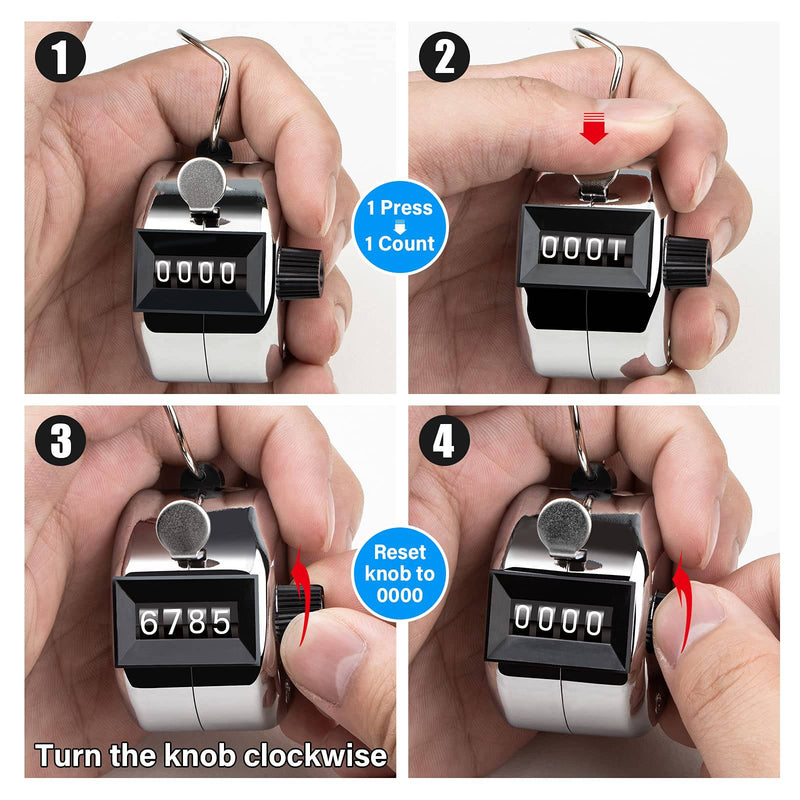 SDARMING tally counter, 4-digit clicker counter, Metal hand tally counters clicker for counting, golf scoring