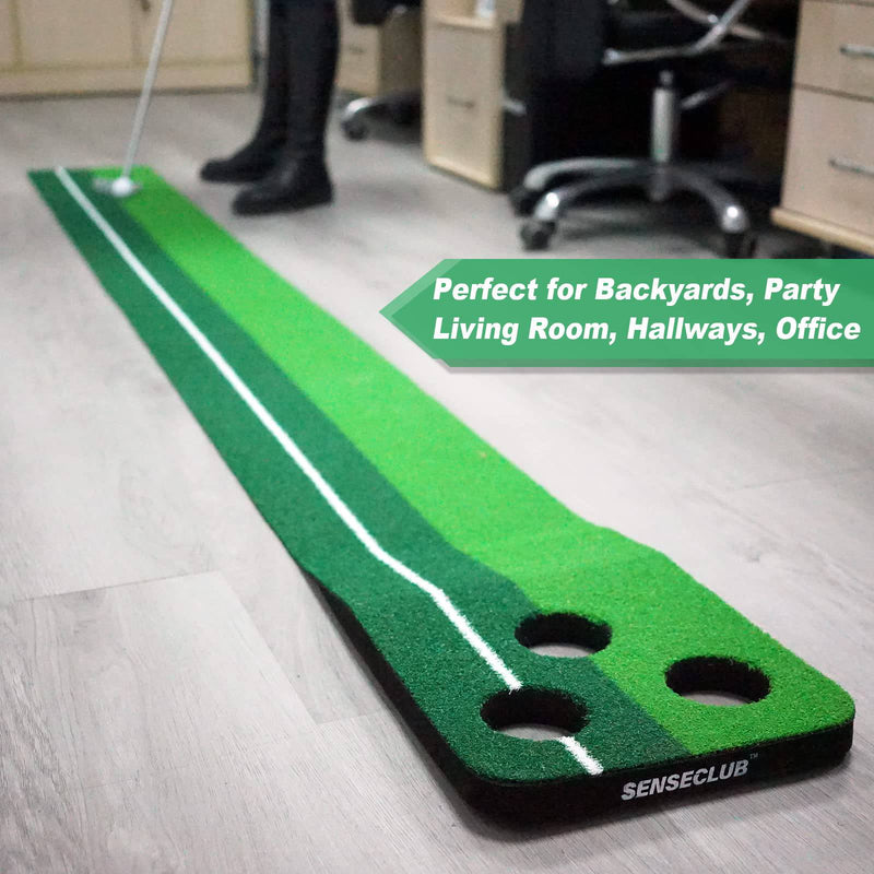 SENSECLUB Golf Pong Putting Game, Putting Green Indoor Golf Putting Game Set, Backyard Golf Party Game - Includes 8.5 x1 Golf Putting Mat