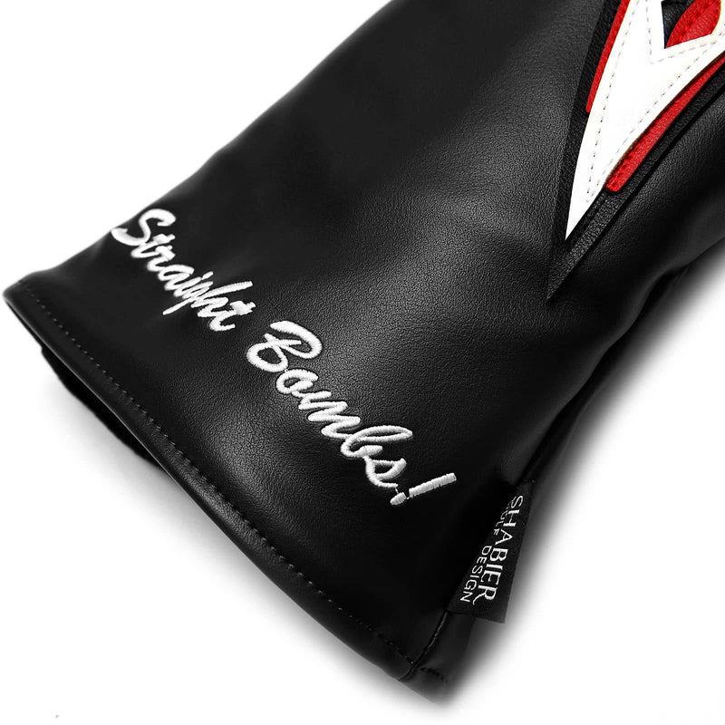 SHABIER Golf Black Flying Tiger Warshark Driver Cover, Leather, for 460cc Driver, Fairway, Hybrid, Interchangeable Number Tags