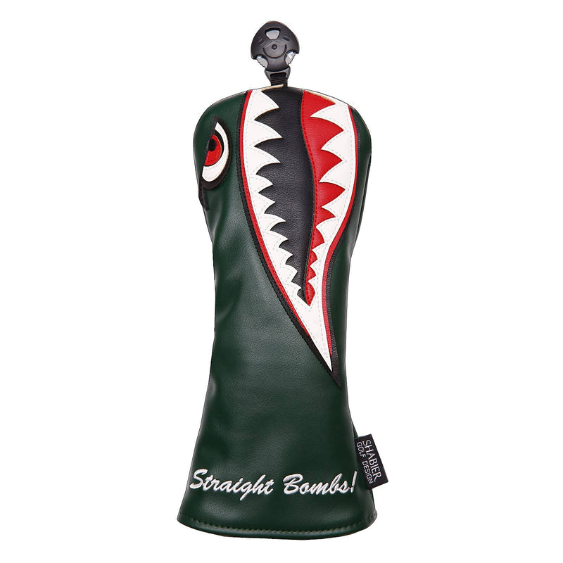 SHABIER New War Shark Flying Tiger Warshark Golf Driver Headcover for Taylormade M3 M4 M5 M6 SIM Golf Club (Green Hybird Cover)