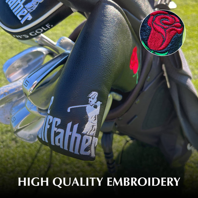 Shanker Golf Putter Headcover - The Golf Father Blade Putter Cover - Funny Golf Club Cover for a Golf Lover - Tour Grade PU Leather, Waterproof, Soft Lining, Embroidered Logos