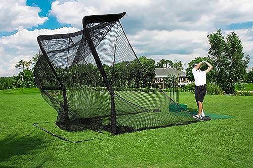 SimSpace Deluxe Home Driving Golf Net - Super Strong Netting, 2.5m (8.2ft) x 2.5m (8.2ft) x 3.84m (12.5ft), Black