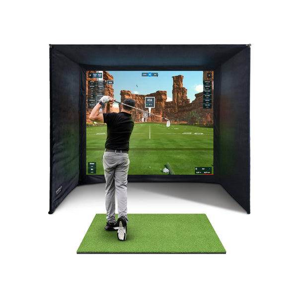 SimSpace Golf Simulator Enclosure with Impact Display Projection Screen, use with all Golf Launch Simulators and Monitors.