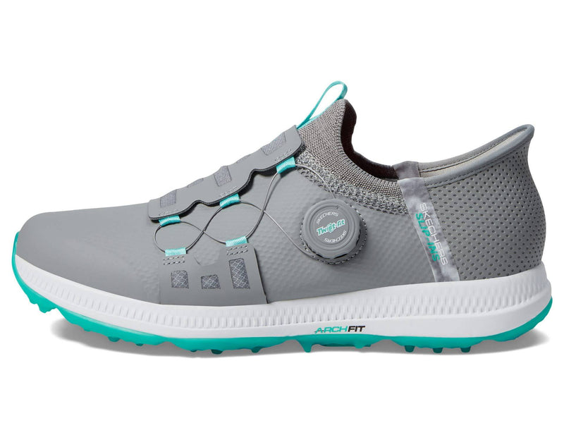 Skechers Men's Go Elite 5 Arch Fit Waterproof Slip in Golf Shoe Sneaker, Gray/Aqua