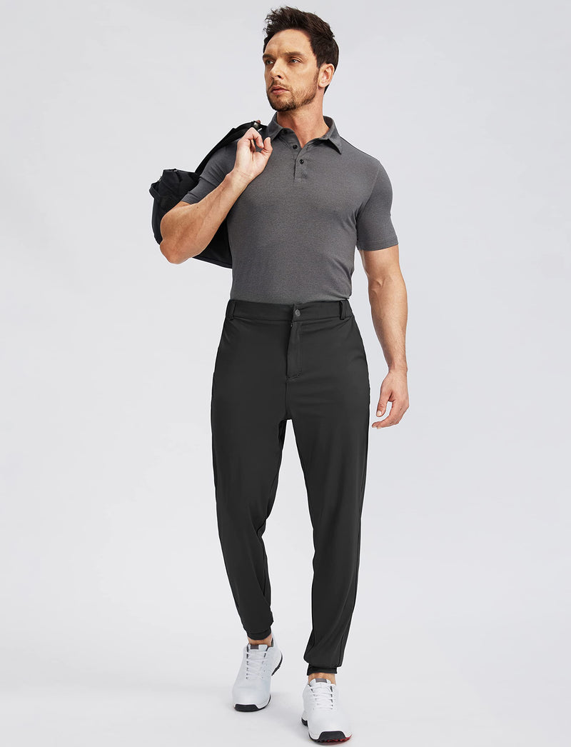 Soothfeel Men's Golf Joggers Pants with 5 Pockets Slim Fit Stretch Sweatpants Running Travel Dress Work Pants for Men, Black