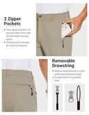 SPECIALMAGIC Men's Slim-Fit Stretch Golf Pants, Water Resistant Hiking Pants with Zipped Pockets, Men's Dress Pants Elastic Waist Lightweight Casual Outdoor