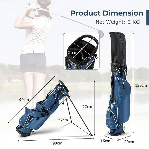 SPOTRAVEL Golf Stand Bag, Lightweight Golf Clubs Storage Bags with Adjustable Dual-Strap, 4-Way Top Divider & Foldable Bracket, Waterproof Golf Trolley Bag for Adults (Blue)