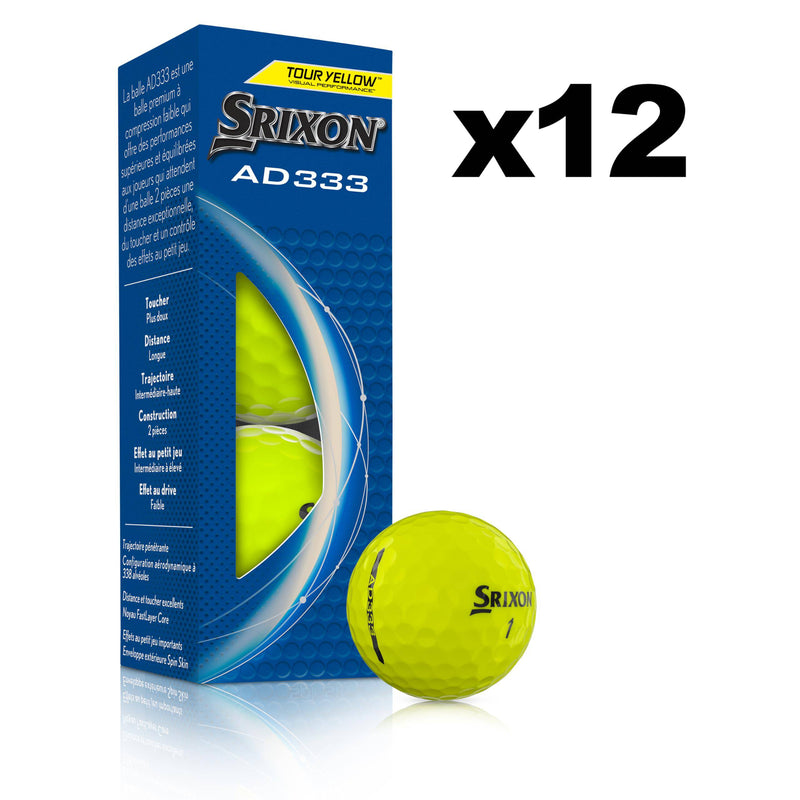 Srixon AD333 11 - High-Performance Distance and Speed Golf Balls - Low Compression - For Consistency and Control - Alignment Line - Premium Golf Accessories and Golf Gifts, Yellow