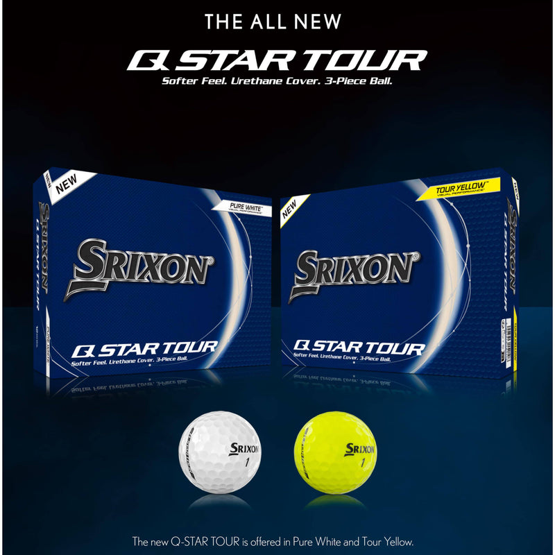 Srixon, New Q-Star Tour 5 2024 - Dozen Golf Balls - Soft Feel, Spin, Performance and Power - 3 Pieces - Urethane - Premium Golf Accessories and Golf Gifts, Yellow