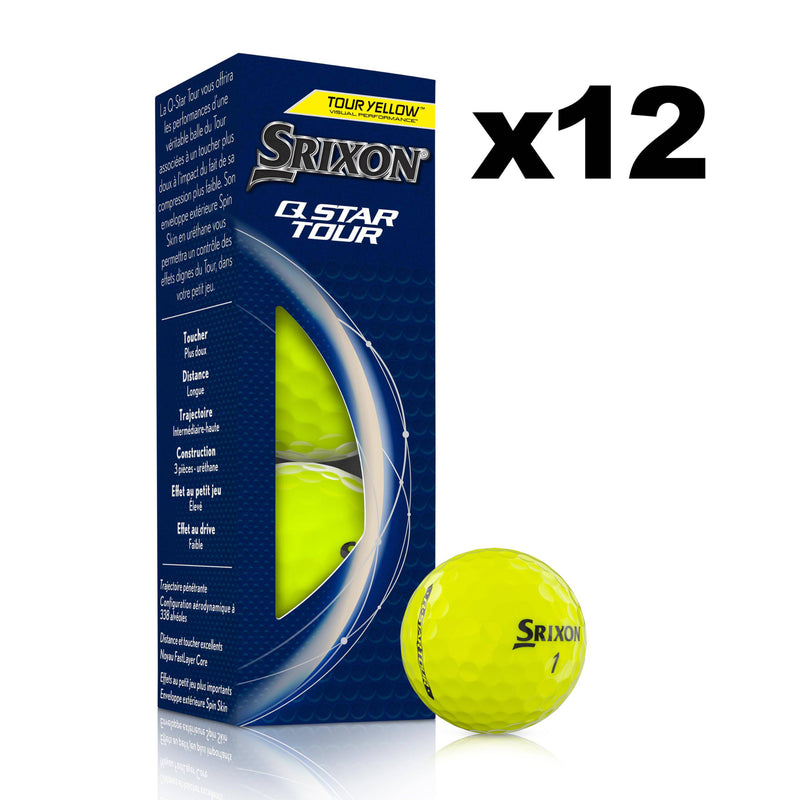 Srixon, New Q-Star Tour 5 2024 - Dozen Golf Balls - Soft Feel, Spin, Performance and Power - 3 Pieces - Urethane - Premium Golf Accessories and Golf Gifts, Yellow