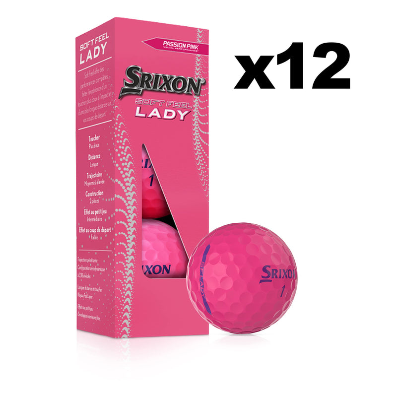 Srixon Soft Feel Lady 8 - Dozen Golf Balls fro Women - Distance and Low Compression Golf Balls - Golf Gifts and Golf Accessories, PASSION PINK