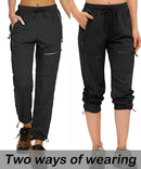 StaySlim Walking Trousers for Women Outdoor Hiking Trousers Lightweight Cargo Pants with Zip Pockets Quick Dry Ladies Overtrousers UPF 50 UV Protection, Black