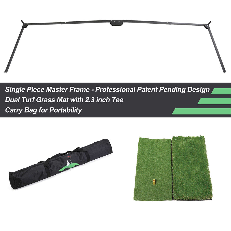 Steady Doggie 3Pcs Golf Net Bundle - Professional Patent Pending Design - Dual-Turf Golf Mat, Chipping Target, Carry Bag - Golf Accessories for Home, Backyard Practice and Driving Range, 10 x 7ft