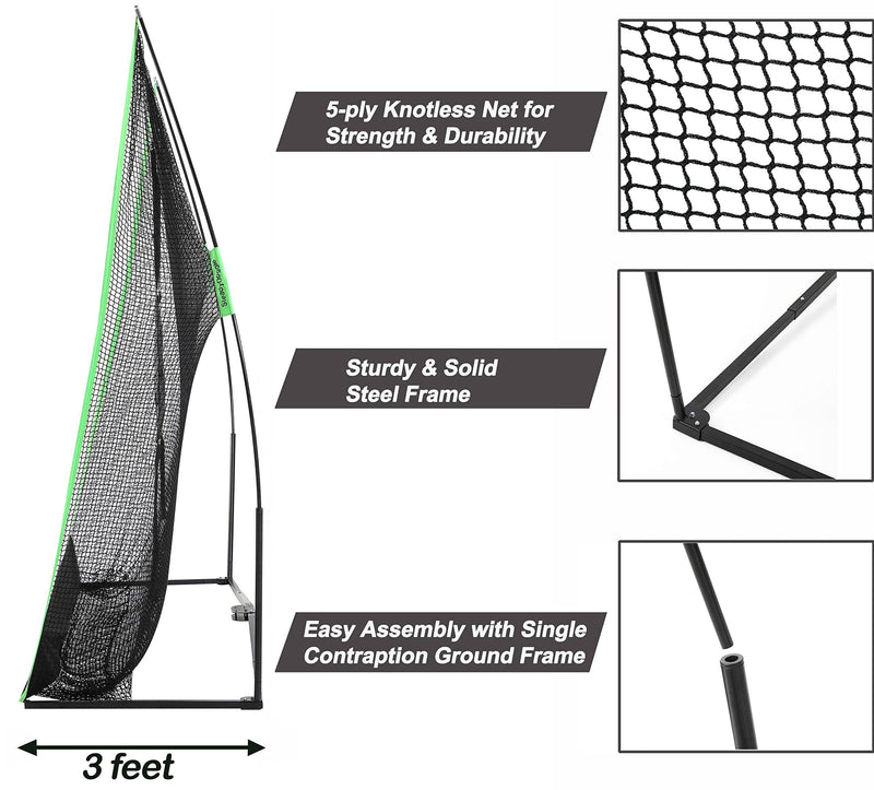 Steady Doggie 3Pcs Golf Net Bundle - Professional Patent Pending Design - Dual-Turf Golf Mat, Chipping Target, Carry Bag - Golf Accessories for Home, Backyard Practice and Driving Range, 10 x 7ft