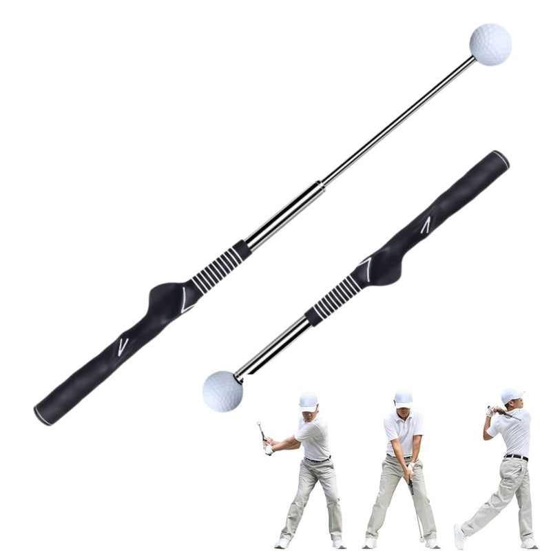 SUBORAWOS Retractable Golf Swing Trainer, Portable Telescopic Golf Grip & Swing Training Aid, Strength & Tempo Training, Golf Accessories for Warm-Up & Chipping (Black)