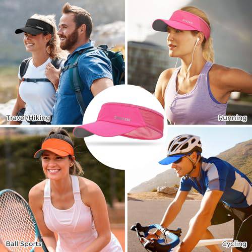 Sukeen Quick Drying Sun Visors for Women,UPF 50+ UV Sun Protective Visor Hat Women Men,Running Hat Golf Hat Cool Elastic Visor with Perspiration Breathable Sweatband,Sport Visor Cap