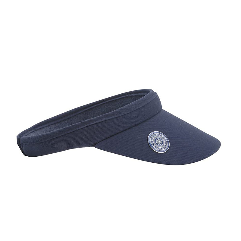 Surprizeshop Womens Golf Visor | Clip Style | Built in Magnet | Comes with Hand Enamelled 25mm Ball Marker | Rigid Peak | Multiple Colours | Golf Visor | Tennis Visor Navy