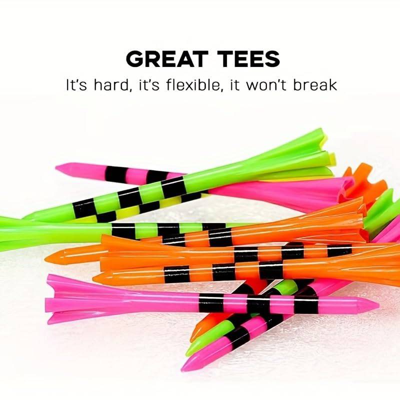 SWINGTEK 120 Pack Plastic Golf Tees,Contain 100 pcs 3-1/4 Inch Unbreakable Long Tees and 20 Short Tees,Mixed Color,Frictional Resistance Reduction