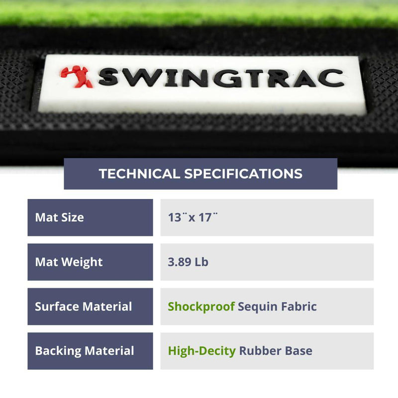 SWINGTRAC Replaceable Golf Training Mat w/Swing Tracker - Outdoor/Indoor Practice Trainer for Driving - Pro Grip Golf Hitting Mats for Improved Swing Accuracy and Distance (Sequin Fabric Pro)